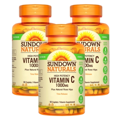 Sundown日落恩賜-緩釋型C 1000MG Plus玫瑰果錠(60錠X3瓶)(共180天份)
