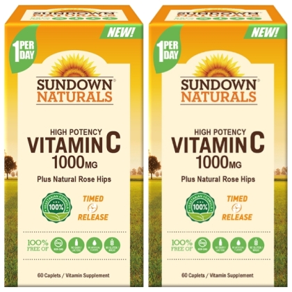 Sundown日落恩賜-緩釋型C 1000MG Plus玫瑰果錠(60錠X2瓶)(共120天份)
