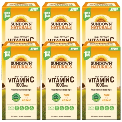 Sundown日落恩賜-緩釋型C 1000MG Plus玫瑰果錠(60錠X6瓶)(共360天份)