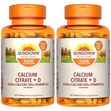 Sundown日落恩賜 精純檸檬酸鈣+維生素D3錠(100錠X2瓶)(共100天份)