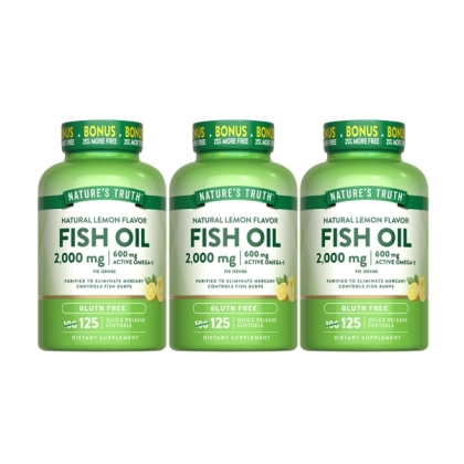 綠萃淨 TG型魚油檸檬味軟膠囊(125粒X3瓶)