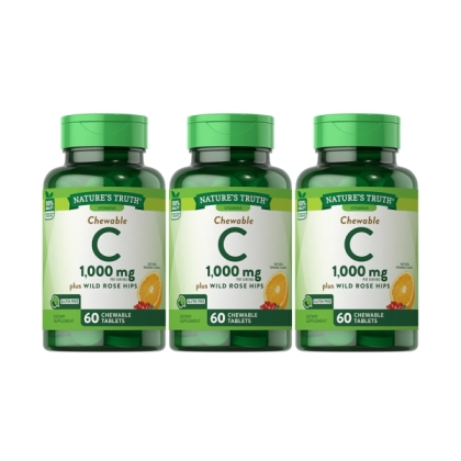 綠萃淨 美妍維生素C 500mg Plus玫瑰果口含錠(60錠X3瓶)