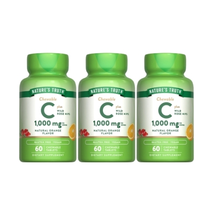 綠萃淨 美妍維生素C 500mg Plus玫瑰果口含錠(60錠X3瓶)