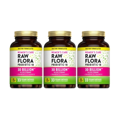 綠萃淨 Raw Flora 300億女性益生菌蔓越莓膠囊(33粒X3瓶)(共99天份)
