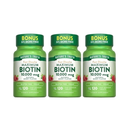 綠萃淨 生物素10000微克口含錠(120錠X3瓶)(共360天份)