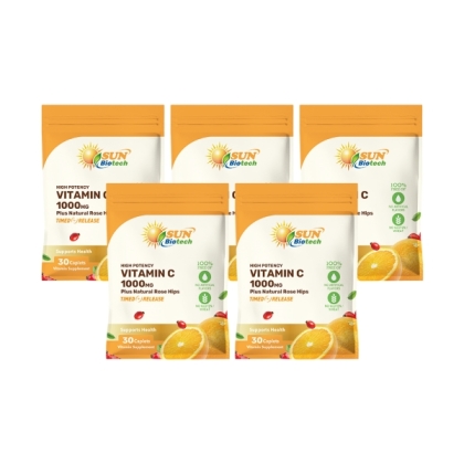 Sun日落恩賜 緩釋型C 1000MG Plus玫瑰果錠(30錠X5袋)(共150天份)(效期至2027年04月30日)